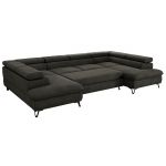 Narożnik PABLO U - uniwersalny - ciemnoszary, welwet - topper Visco