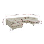 Narożnik PABLO U - uniwersalny - kremowy, szenil gładki - topper Visco