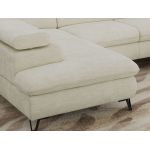 Narożnik PABLO U - uniwersalny - kremowy, szenil gładki - topper Visco