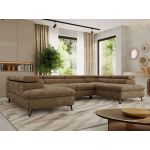 Narożnik PABLO U - uniwersalny - brązowy, szenil gładki - topper Visco