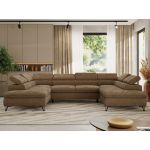 Narożnik PABLO U - uniwersalny - brązowy, szenil gładki - topper Visco