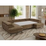 Narożnik PABLO U - uniwersalny - brązowy, szenil gładki - topper Visco