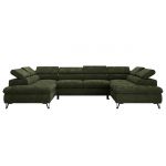 Narożnik PABLO U - uniwersalny - ciemnozielony, szenil gładki - topper Visco