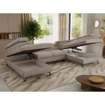 Narożnik PABLO U - uniwersalny - jasnoszary, szenil gładki - topper Visco