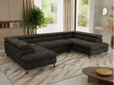 Narożnik PABLO U - uniwersalny - ciemnoszary, szenil gładki - topper Visco