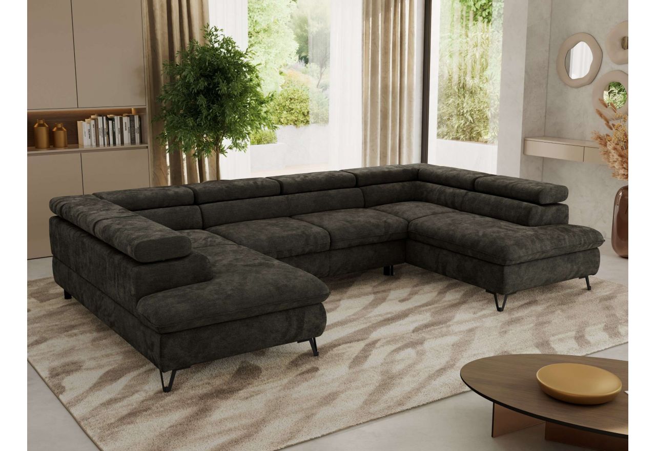 Narożnik PABLO U - uniwersalny - ciemnoszary, szenil gładki - topper Visco