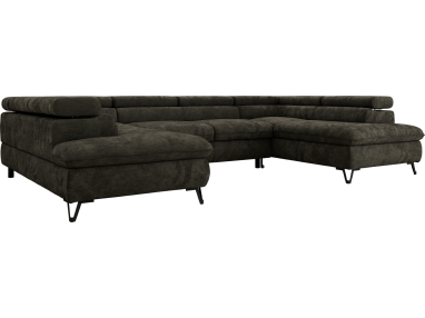 Narożnik PABLO U - uniwersalny - ciemnoszary, szenil gładki - topper Visco