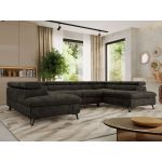 Narożnik PABLO U - uniwersalny - ciemnoszary, szenil gładki - topper Visco