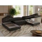 Narożnik PABLO U - uniwersalny - ciemnoszary, szenil gładki - topper Visco