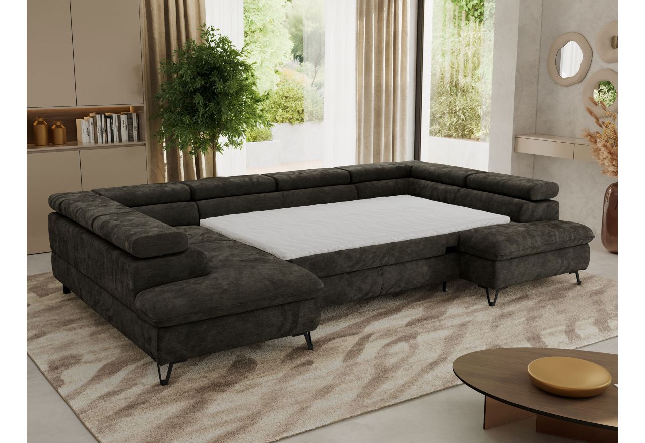 Narożnik PABLO U - uniwersalny - ciemnoszary, szenil gładki - topper Visco