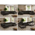 Narożnik PABLO U - uniwersalny - ciemnoszary, szenil gładki - topper Visco