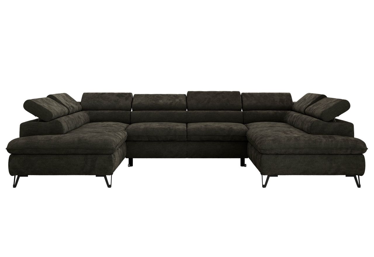 Narożnik PABLO U - uniwersalny - ciemnoszary, szenil gładki - topper Visco