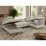 Narożnik PABLO U - uniwersalny - kremowy, szenil grubo tkany - topper Visco