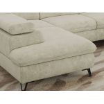 Narożnik PABLO U - uniwersalny - kremowy, szenil grubo tkany - topper Visco