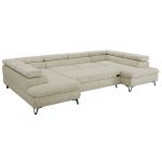 Narożnik PABLO U - uniwersalny - kremowy, szenil grubo tkany - topper Visco