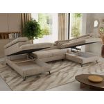 Narożnik PABLO U - uniwersalny - beżowy, szenil grubo tkany - topper Visco