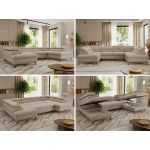 Narożnik PABLO U - uniwersalny - beżowy, szenil grubo tkany - topper Visco