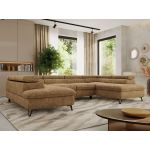 Narożnik PABLO U - uniwersalny - jasnobrązowy, szenil grubo tkany - topper Visco