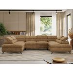 Narożnik PABLO U - uniwersalny - jasnobrązowy, szenil grubo tkany - topper Visco