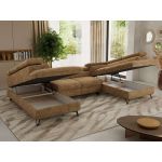 Narożnik PABLO U - uniwersalny - jasnobrązowy, szenil grubo tkany - topper Visco