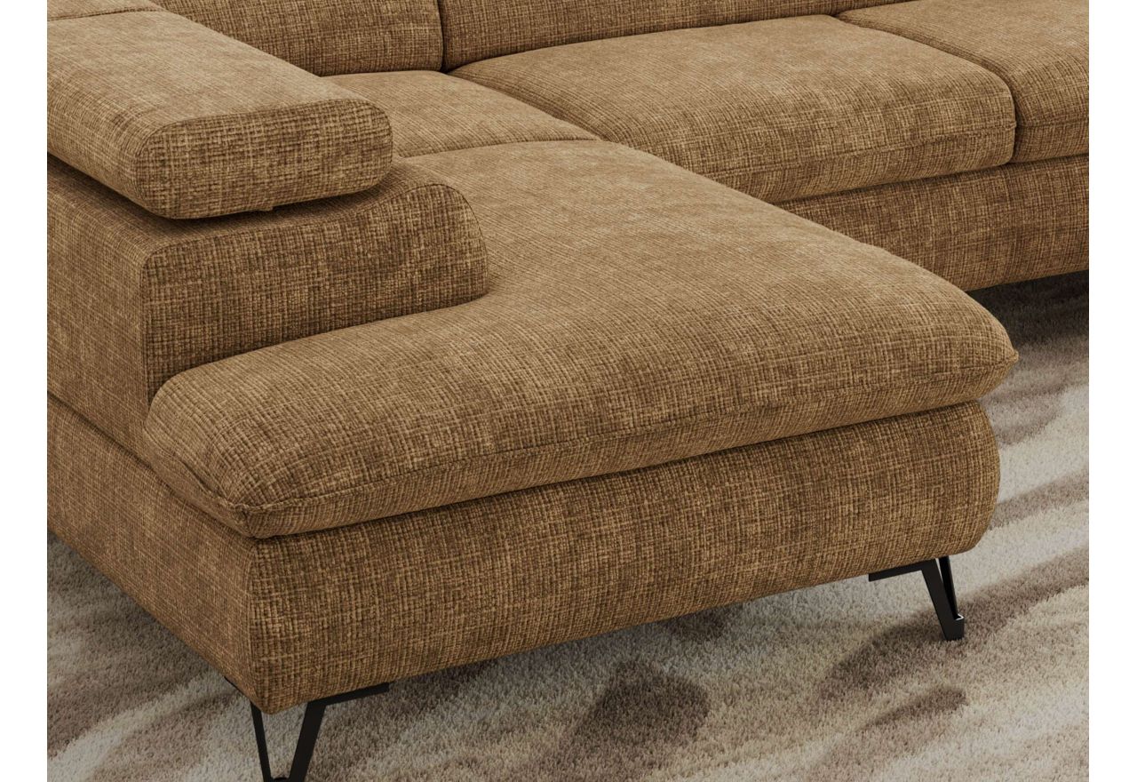 Narożnik PABLO U - uniwersalny - jasnobrązowy, szenil grubo tkany - topper Visco