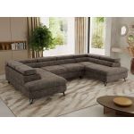 Narożnik PABLO U - uniwersalny - brązowy, szenil grubo tkany - topper Visco