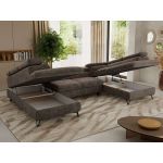 Narożnik PABLO U - uniwersalny - brązowy, szenil grubo tkany - topper Visco