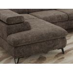 Narożnik PABLO U - uniwersalny - brązowy, szenil grubo tkany - topper Visco