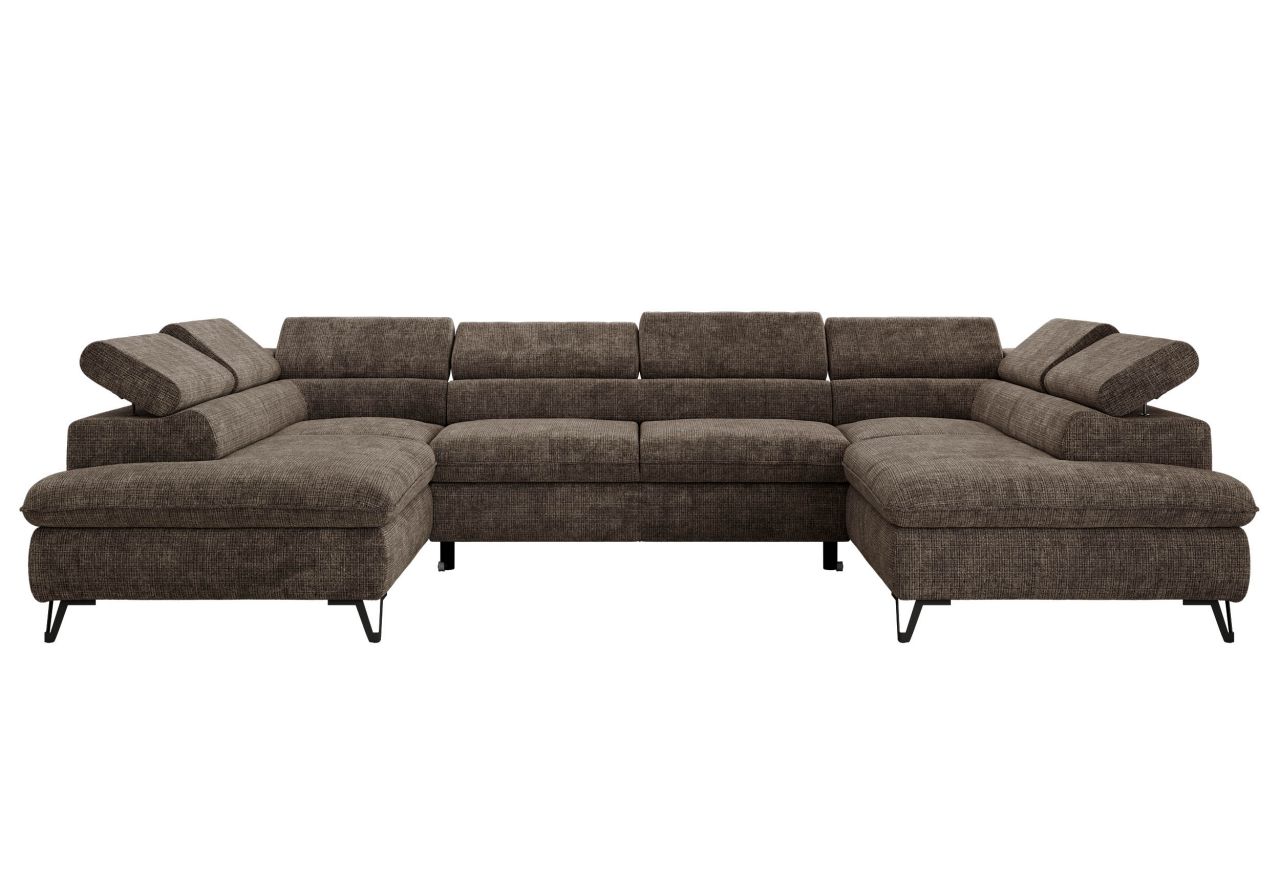 Narożnik PABLO U - uniwersalny - brązowy, szenil grubo tkany - topper Visco