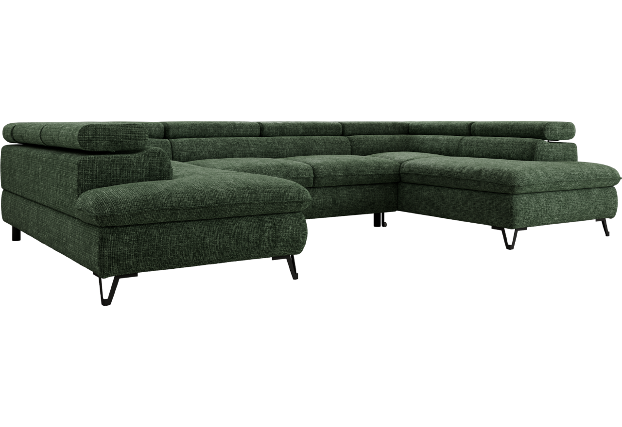 Narożnik PABLO U - uniwersalny - ciemnozielony, szenil grubo tkany - topper Visco