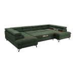 Narożnik PABLO U - uniwersalny - ciemnozielony, szenil grubo tkany - topper Visco