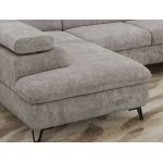 Narożnik PABLO U - uniwersalny - jasnoszary, szenil grubo tkany - topper Visco