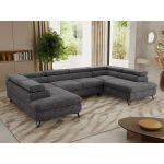 Narożnik PABLO U - uniwersalny - ciemnoszary, szenil grubo tkany - topper Visco