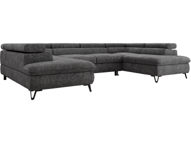 Narożnik PABLO U - uniwersalny - ciemnoszary, szenil grubo tkany - topper Visco