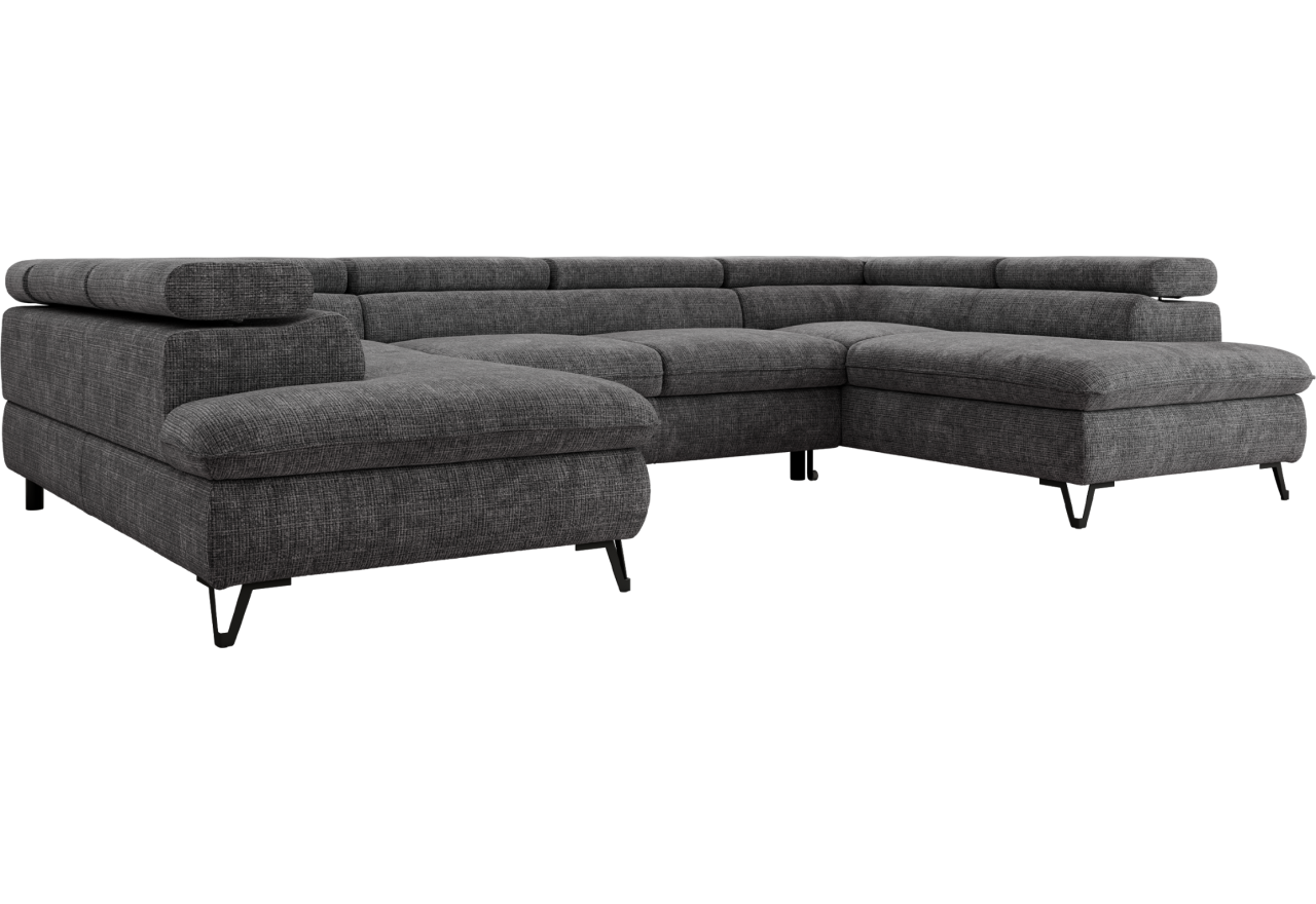 Narożnik PABLO U - uniwersalny - ciemnoszary, szenil grubo tkany - topper Visco