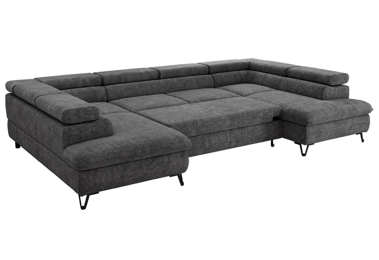 Narożnik PABLO U - uniwersalny - ciemnoszary, szenil grubo tkany - topper Visco