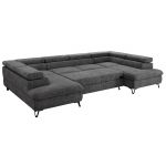 Narożnik PABLO U - uniwersalny - ciemnoszary, szenil grubo tkany - topper Visco