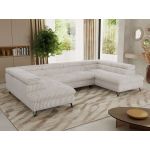 Narożnik PABLO U - uniwersalny - beżowy, sztruks - topper Visco