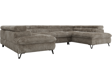 Narożnik PABLO U - uniwersalny - jasnobrązowy, sztruks - topper Visco