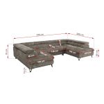 Narożnik PABLO U - uniwersalny - jasnobrązowy, sztruks - topper Visco