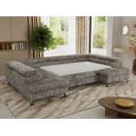 Narożnik PABLO U - uniwersalny - jasnobrązowy, sztruks - topper Visco