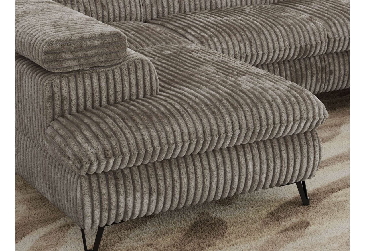 Narożnik PABLO U - uniwersalny - jasnobrązowy, sztruks - topper Visco