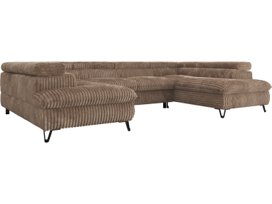 Narożnik PABLO U - uniwersalny - brązowy, sztruks - topper Visco