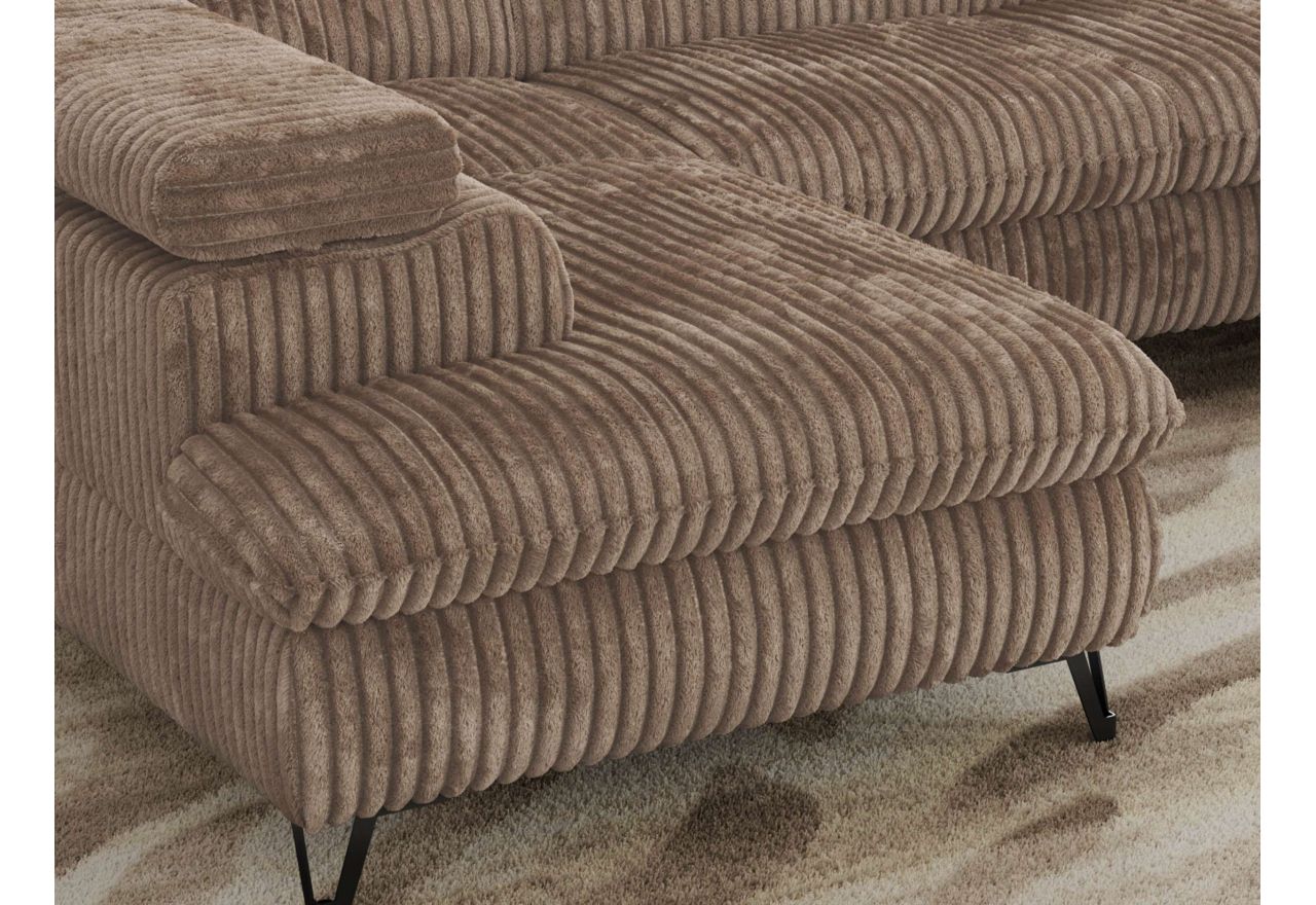 Narożnik PABLO U - uniwersalny - brązowy, sztruks - topper Visco