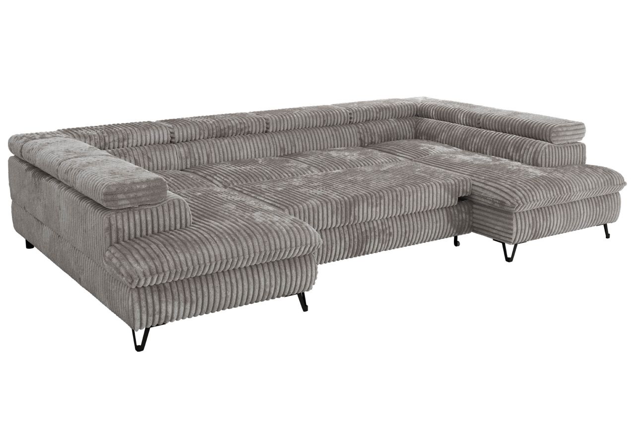 Narożnik PABLO U - uniwersalny - jasnoszary, sztruks - topper Visco