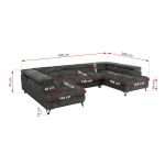 Narożnik PABLO U - uniwersalny - ciemnoszary, sztruks - topper Visco