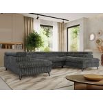 Narożnik PABLO U - uniwersalny - ciemnoszary, sztruks - topper Visco