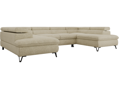 Narożnik PABLO U - uniwersalny - kremowy, struktura - topper Visco