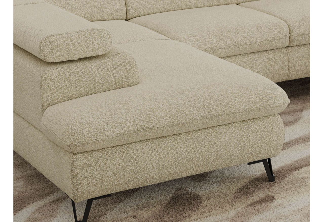 Narożnik PABLO U - uniwersalny - kremowy, struktura - topper Visco