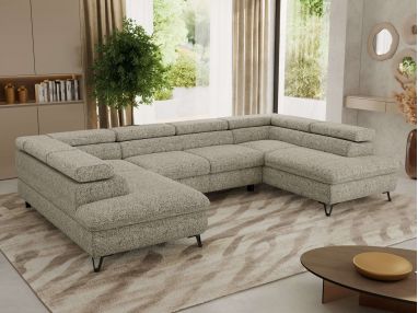 Narożnik PABLO U - uniwersalny - beżowy, struktura - topper Visco